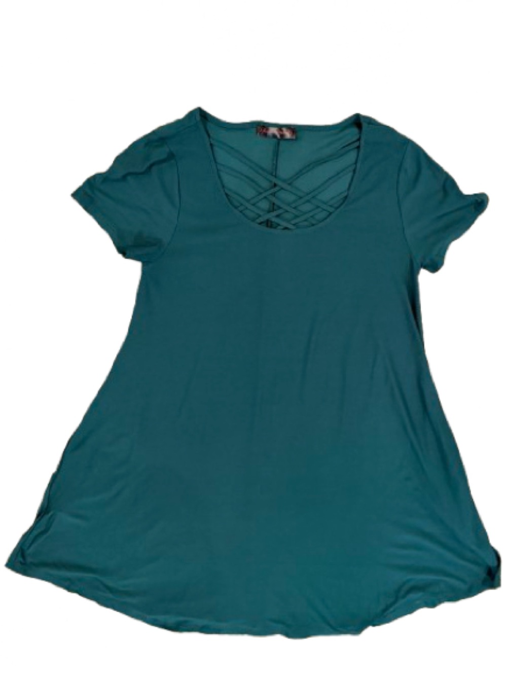 Shiela Rose Women's Teal Short Sleeve Crisscross Neck Dress Size Extra Large